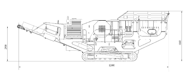 山西150吨履带式移动破碎机生产线设备配置示意图